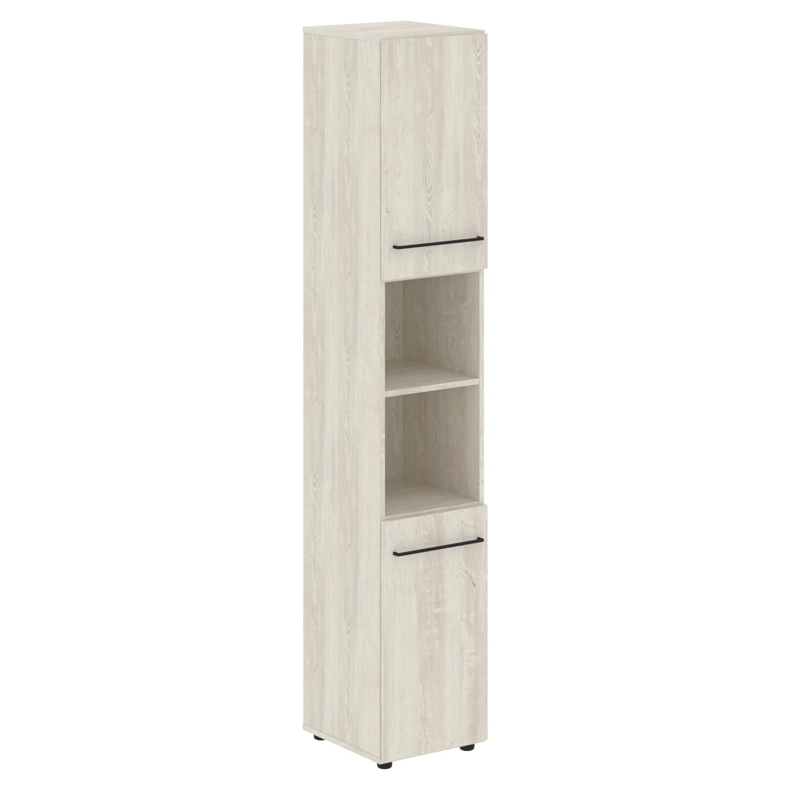 FULL HEIGHT CABINET, MADE IN E1 LAMINATE CHIPBOARD, WITH OPEN SHELVES AND WOODEN SWING DOORS by Treejar | Souqify
