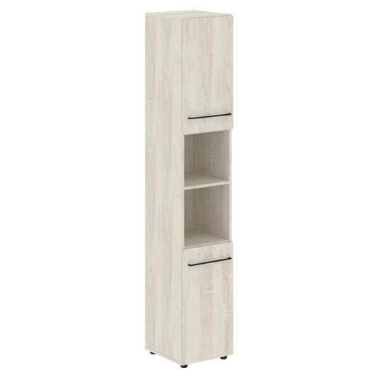 FULL HEIGHT CABINET, MADE IN E1 LAMINATE CHIPBOARD, WITH OPEN SHELVES AND WOODEN SWING DOORS by Treejar | Souqify