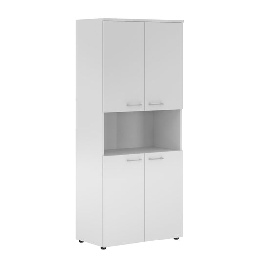 FULL HEIGHT CABINET, MADE IN E1 LAMINATE CHIPBOARD, WITH OPEN SHELVES AND WOODEN SWING DOORS by Treejar | Souqify
