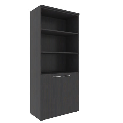 FULL HEIGHT CABINET, MADE IN E1 LAMINATE CHIPBOARD, WITH OPEN SHELVES AND WOODEN SWING DOORS by Treejar | Souqify