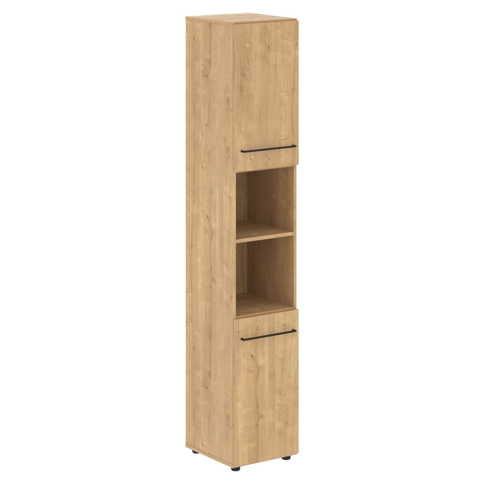 FULL HEIGHT CABINET, MADE IN E1 LAMINATE CHIPBOARD, WITH OPEN SHELVES AND WOODEN SWING DOORS by Treejar | Souqify