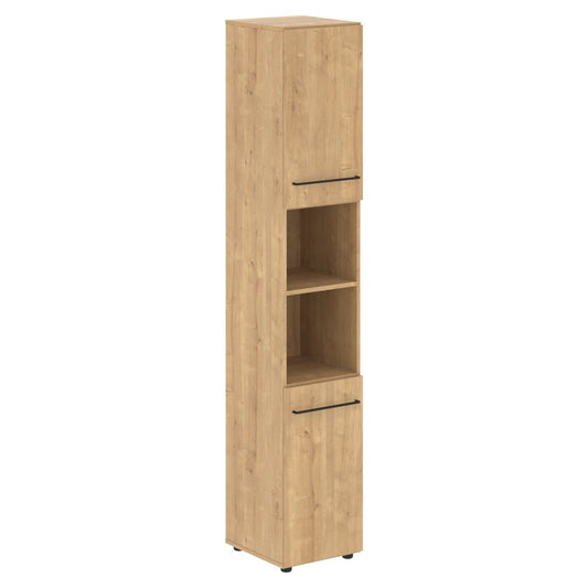 FULL HEIGHT CABINET, MADE IN E1 LAMINATE CHIPBOARD, WITH OPEN SHELVES AND WOODEN SWING DOORS by Treejar | Souqify