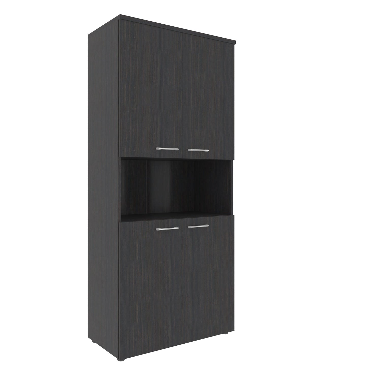FULL HEIGHT CABINET, MADE IN E1 LAMINATE CHIPBOARD, WITH OPEN SHELVES AND WOODEN SWING DOORS by Treejar | Souqify