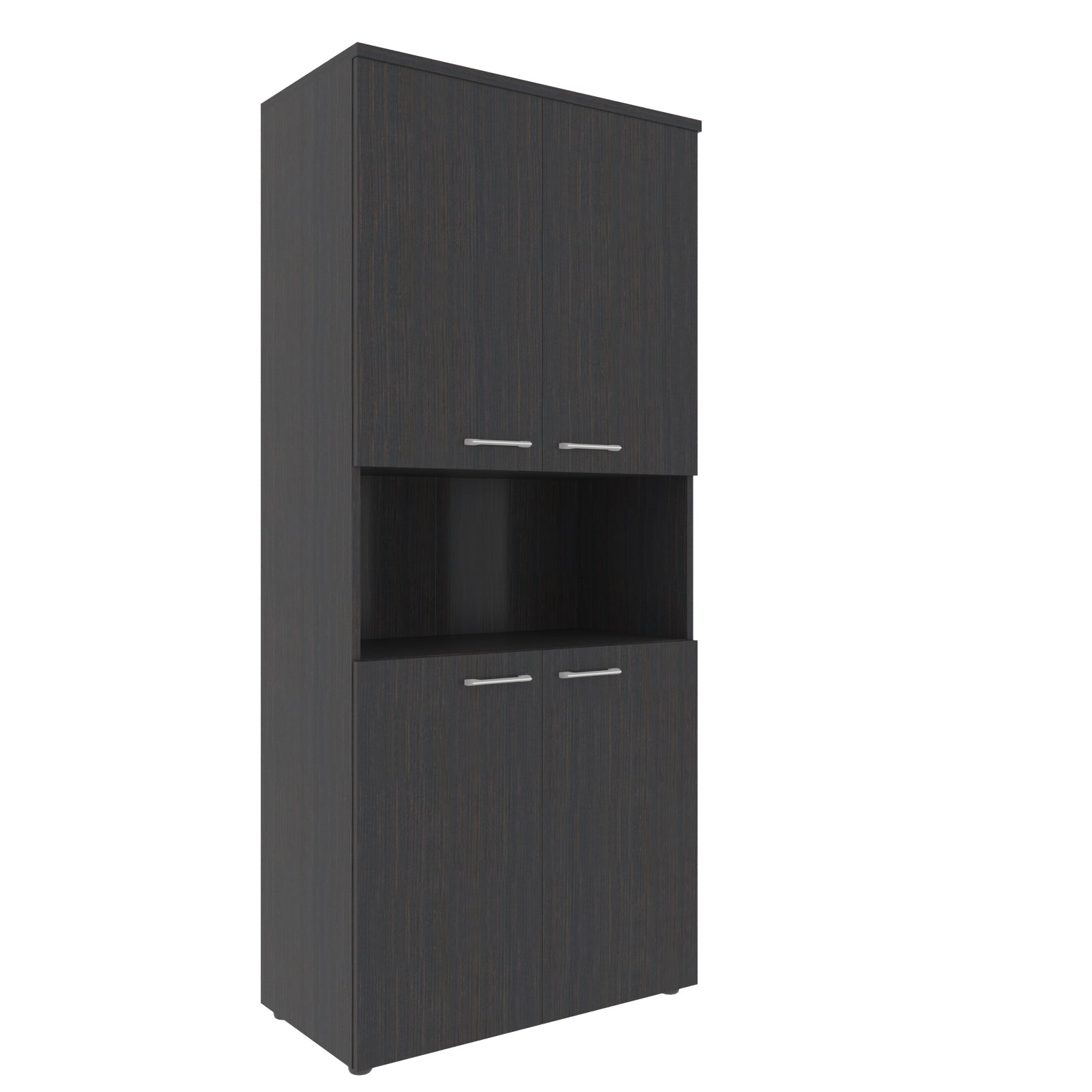 FULL HEIGHT CABINET, MADE IN E1 LAMINATE CHIPBOARD, WITH OPEN SHELVES AND WOODEN SWING DOORS by Treejar | Souqify