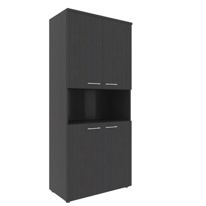 FULL HEIGHT CABINET, MADE IN E1 LAMINATE CHIPBOARD, WITH OPEN SHELVES AND WOODEN SWING DOORS by Treejar | Souqify