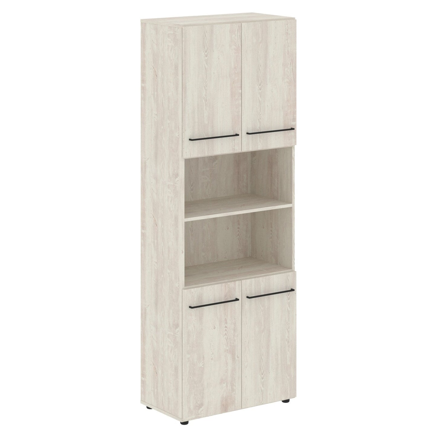 FULL HEIGHT CABINET, MADE IN E1 LAMINATE CHIPBOARD, WITH OPEN SHELVES AND WOODEN SWING DOORS by Treejar | Souqify