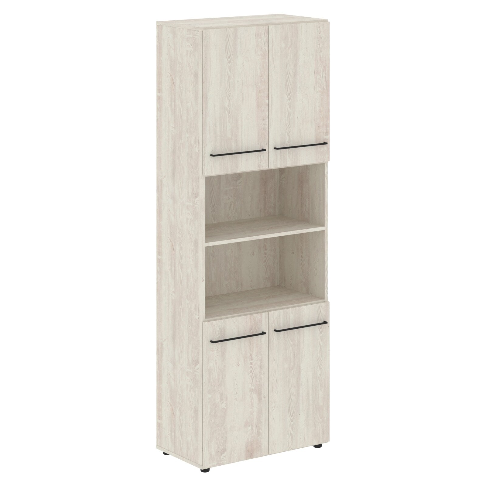 FULL HEIGHT CABINET, MADE IN E1 LAMINATE CHIPBOARD, WITH OPEN SHELVES AND WOODEN SWING DOORS by Treejar | Souqify