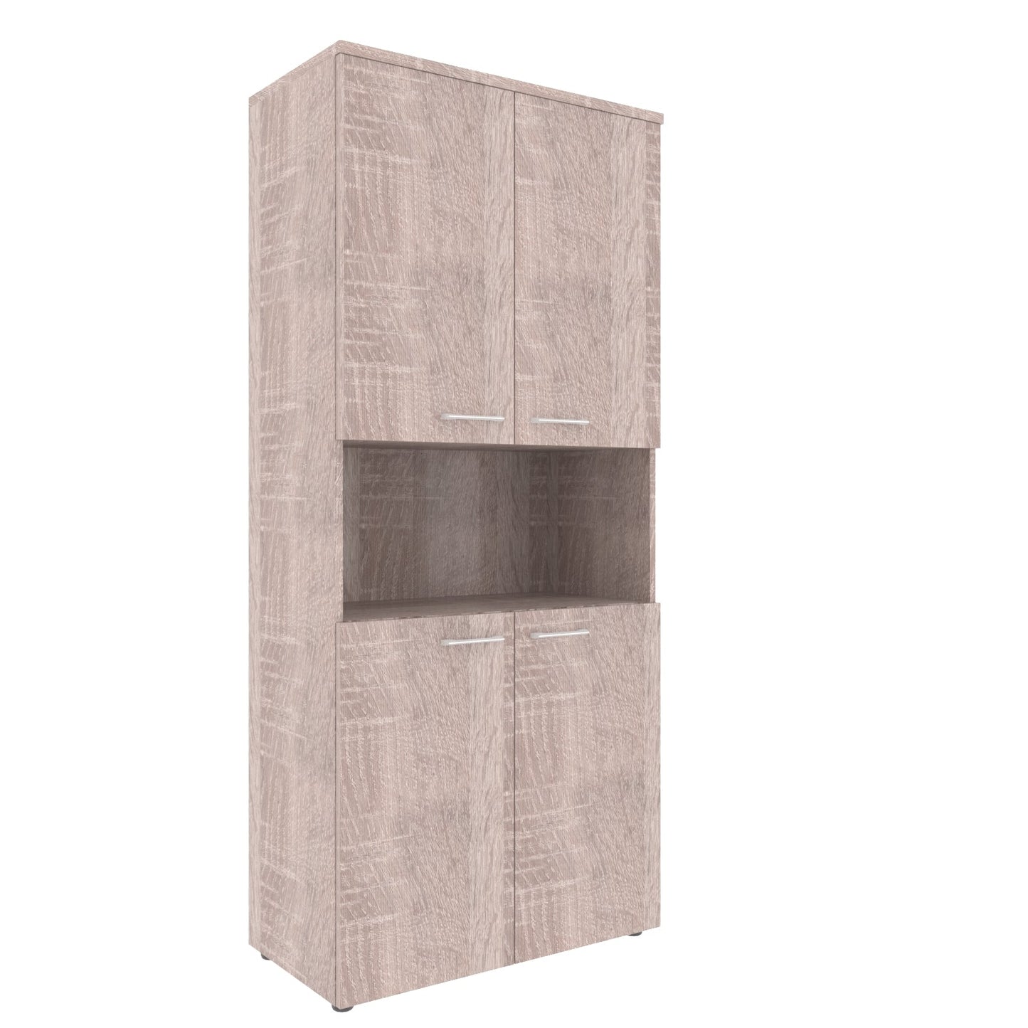 FULL HEIGHT CABINET, MADE IN E1 LAMINATE CHIPBOARD, WITH OPEN SHELVES AND WOODEN SWING DOORS by Treejar | Souqify