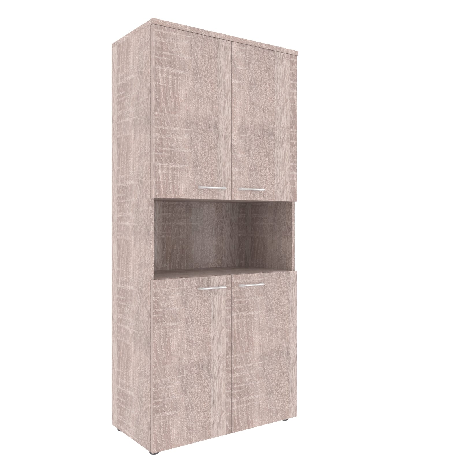 FULL HEIGHT CABINET, MADE IN E1 LAMINATE CHIPBOARD, WITH OPEN SHELVES AND WOODEN SWING DOORS by Treejar | Souqify