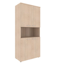 FULL HEIGHT CABINET, MADE IN E1 LAMINATE CHIPBOARD, WITH OPEN SHELVES AND WOODEN SWING DOORS by Treejar | Souqify