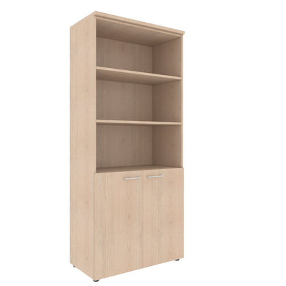 FULL HEIGHT CABINET, MADE IN E1 LAMINATE CHIPBOARD, WITH OPEN SHELVES AND WOODEN SWING DOORS by Treejar | Souqify