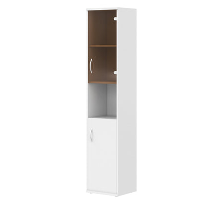 FULL HEIGHT CABINET, MADE IN E1 LAMINATE CHIPBOARD, WITH UPPER GLASS, WOODEN SWING DOORS AND OPEN SHELVES by Treejar | Souqify