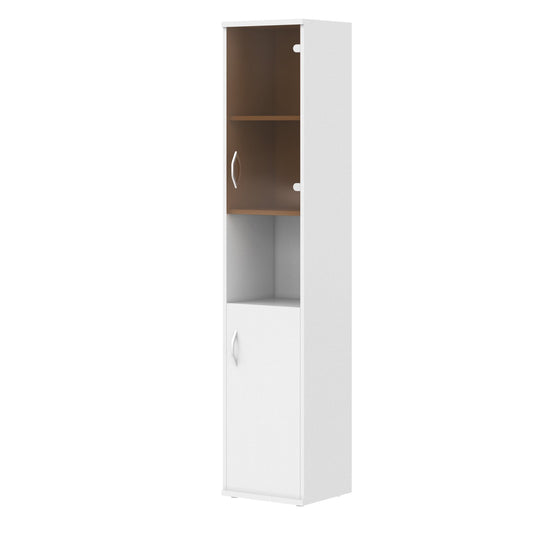 FULL HEIGHT CABINET, MADE IN E1 LAMINATE CHIPBOARD, WITH UPPER GLASS, WOODEN SWING DOORS AND OPEN SHELVES by Treejar | Souqify