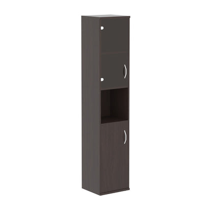FULL HEIGHT CABINET, MADE IN E1 LAMINATE CHIPBOARD, WITH UPPER GLASS, WOODEN SWING DOORS AND OPEN SHELVES by Treejar | Souqify