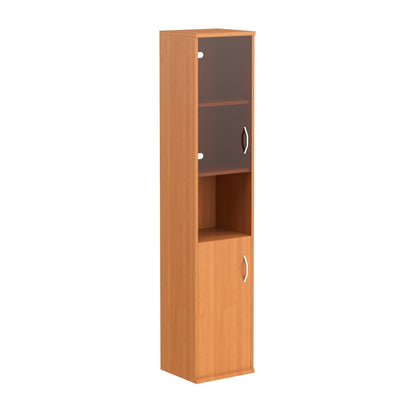 FULL HEIGHT CABINET, MADE IN E1 LAMINATE CHIPBOARD, WITH UPPER GLASS, WOODEN SWING DOORS AND OPEN SHELVES by Treejar | Souqify