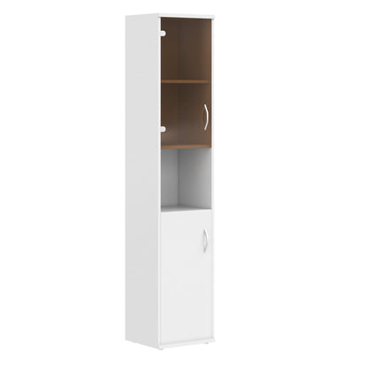 FULL HEIGHT CABINET, MADE IN E1 LAMINATE CHIPBOARD, WITH UPPER GLASS, WOODEN SWING DOORS AND OPEN SHELVES by Treejar | Souqify