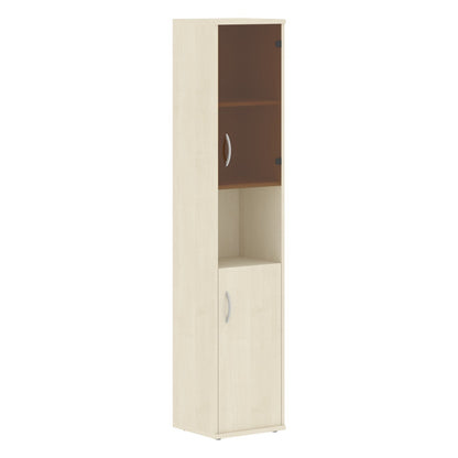 FULL HEIGHT CABINET, MADE IN E1 LAMINATE CHIPBOARD, WITH UPPER GLASS, WOODEN SWING DOORS AND OPEN SHELVES by Treejar | Souqify