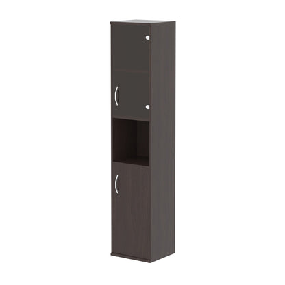 FULL HEIGHT CABINET, MADE IN E1 LAMINATE CHIPBOARD, WITH UPPER GLASS, WOODEN SWING DOORS AND OPEN SHELVES by Treejar | Souqify