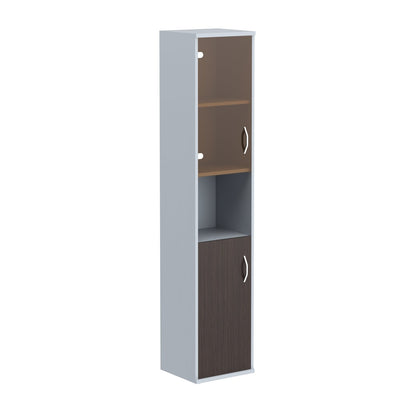 FULL HEIGHT CABINET, MADE IN E1 LAMINATE CHIPBOARD, WITH UPPER GLASS, WOODEN SWING DOORS AND OPEN SHELVES by Treejar | Souqify