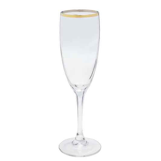 Set of 6 flutes 170 ml + gold rim