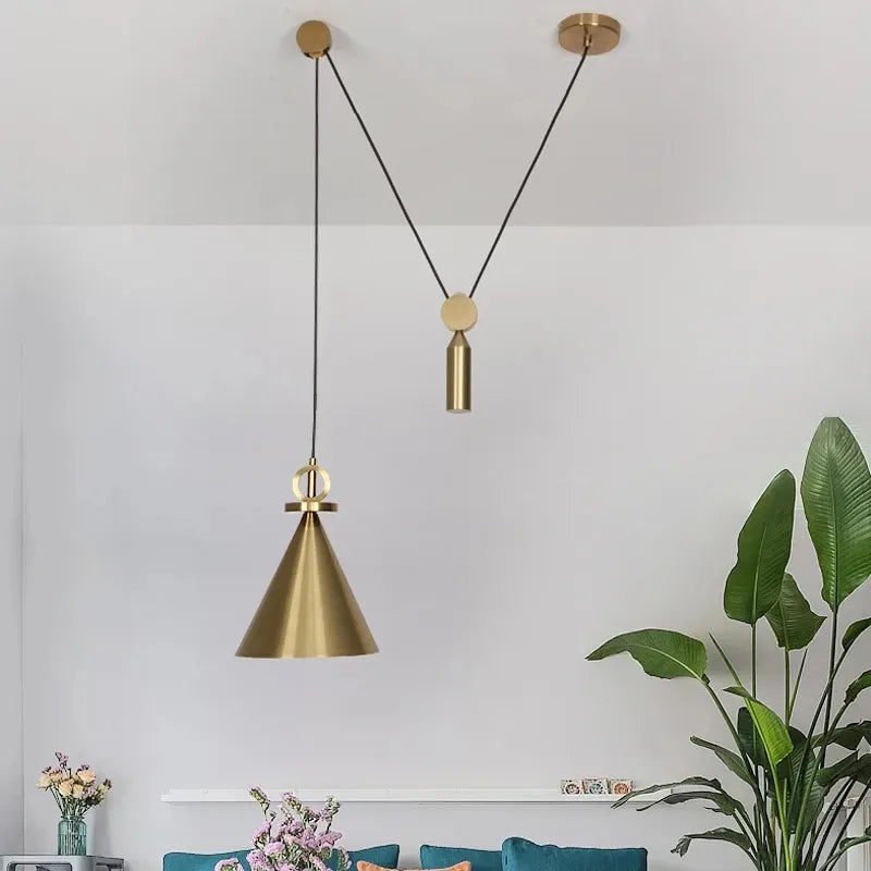 Gold LED pulley Pendant light Modern Fashion White Lamp For Dining Room Restaurant Bedroom Living Room Office Bar Droplight by Zhongsan | Souqify