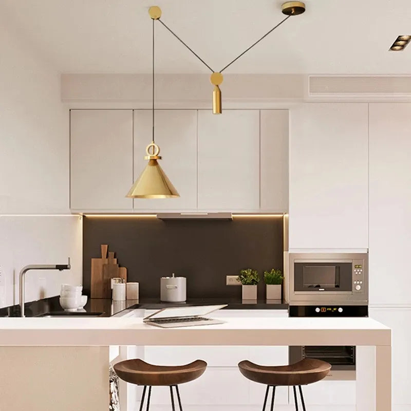 Gold LED pulley Pendant light Modern Fashion White Lamp For Dining Room Restaurant Bedroom Living Room Office Bar Droplight by Zhongsan | Souqify