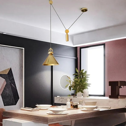Gold LED pulley Pendant light Modern Fashion White Lamp For Dining Room Restaurant Bedroom Living Room Office Bar Droplight by Zhongsan | Souqify