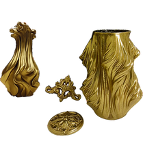 Golden Drapery-Inspired Ceramic Vase with Rococo Flourishes by MANSIO | Souqify