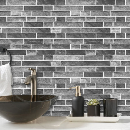 Gray Brick Strips Vinyl Wall Tile T80127 by Vivid Tiles | Souqify