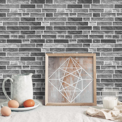 Gray Brick Strips Vinyl Wall Tile T80127 by Vivid Tiles | Souqify