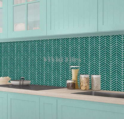 Green Herringbone Vinyl Tile T80526 by Vivid Tiles | Souqify