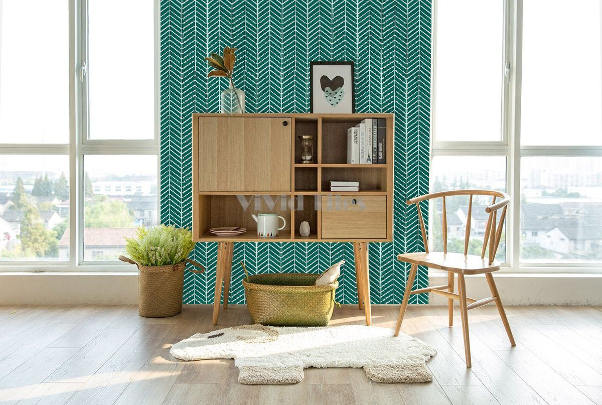 Green Herringbone Vinyl Tile T80526 by Vivid Tiles | Souqify
