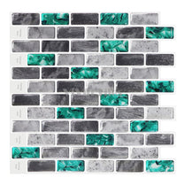 Green with Grey Marble Brick Vinyl Tile T80067 by Vivid Tiles | Souqify