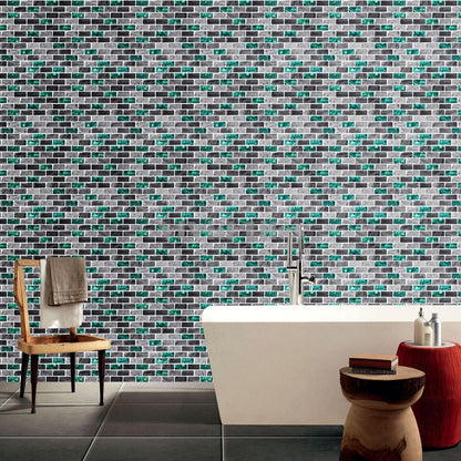 Green with Grey Marble Brick Vinyl Tile T80067 by Vivid Tiles | Souqify