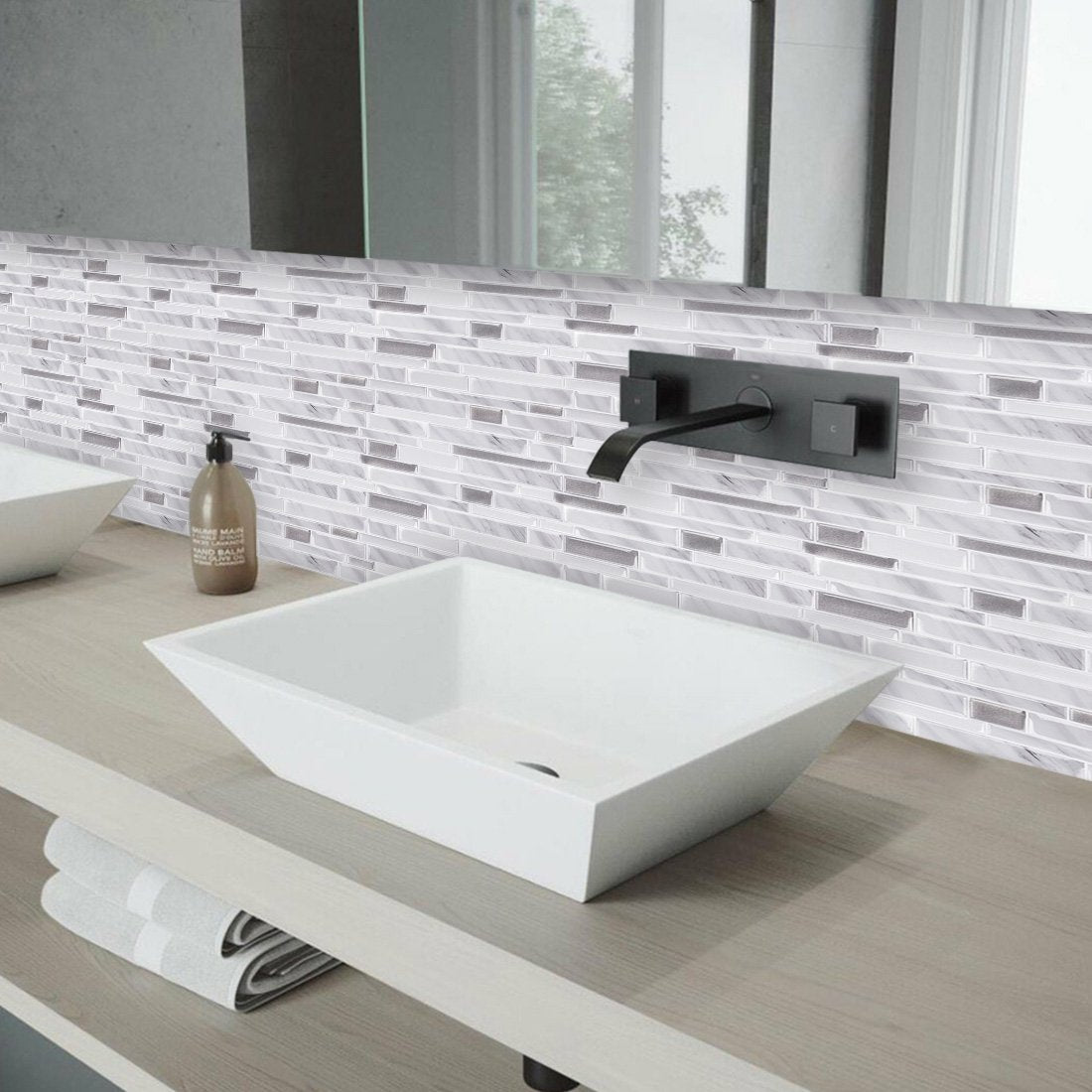 Grey Marble Strip Vinyl Tile 22089 by Vivid Tiles | Souqify