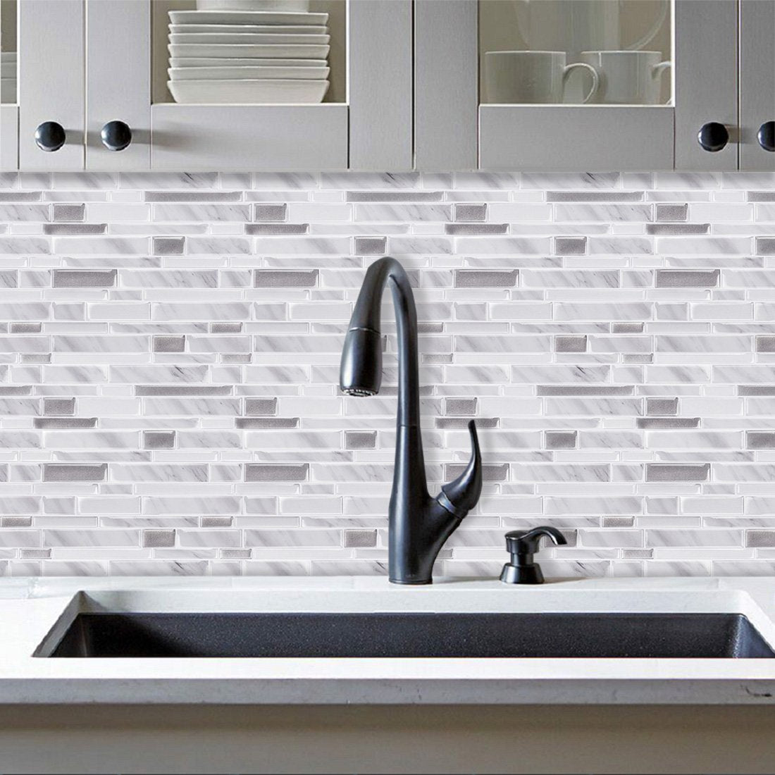 Grey Marble Strip Vinyl Tile 22089 by Vivid Tiles | Souqify