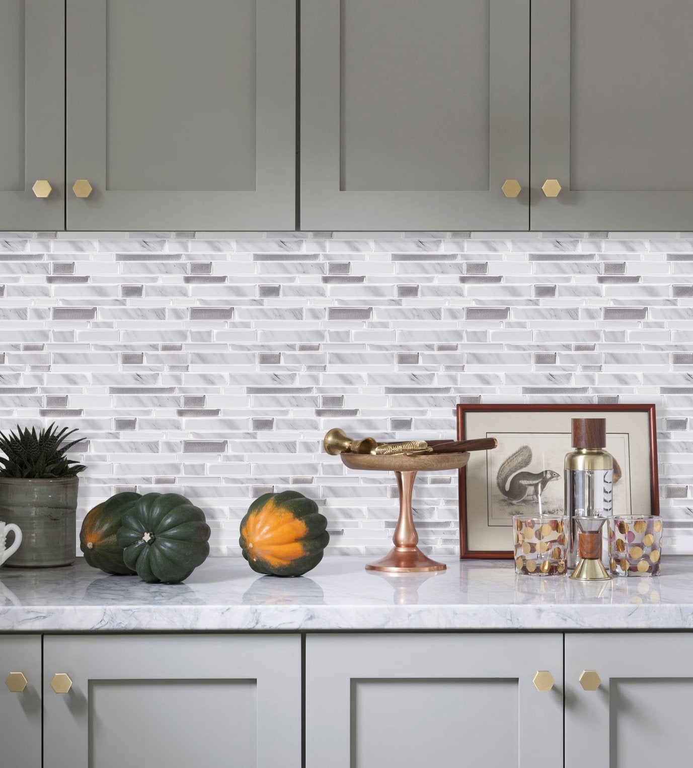 Grey Marble Strip Vinyl Tile 22089 by Vivid Tiles | Souqify