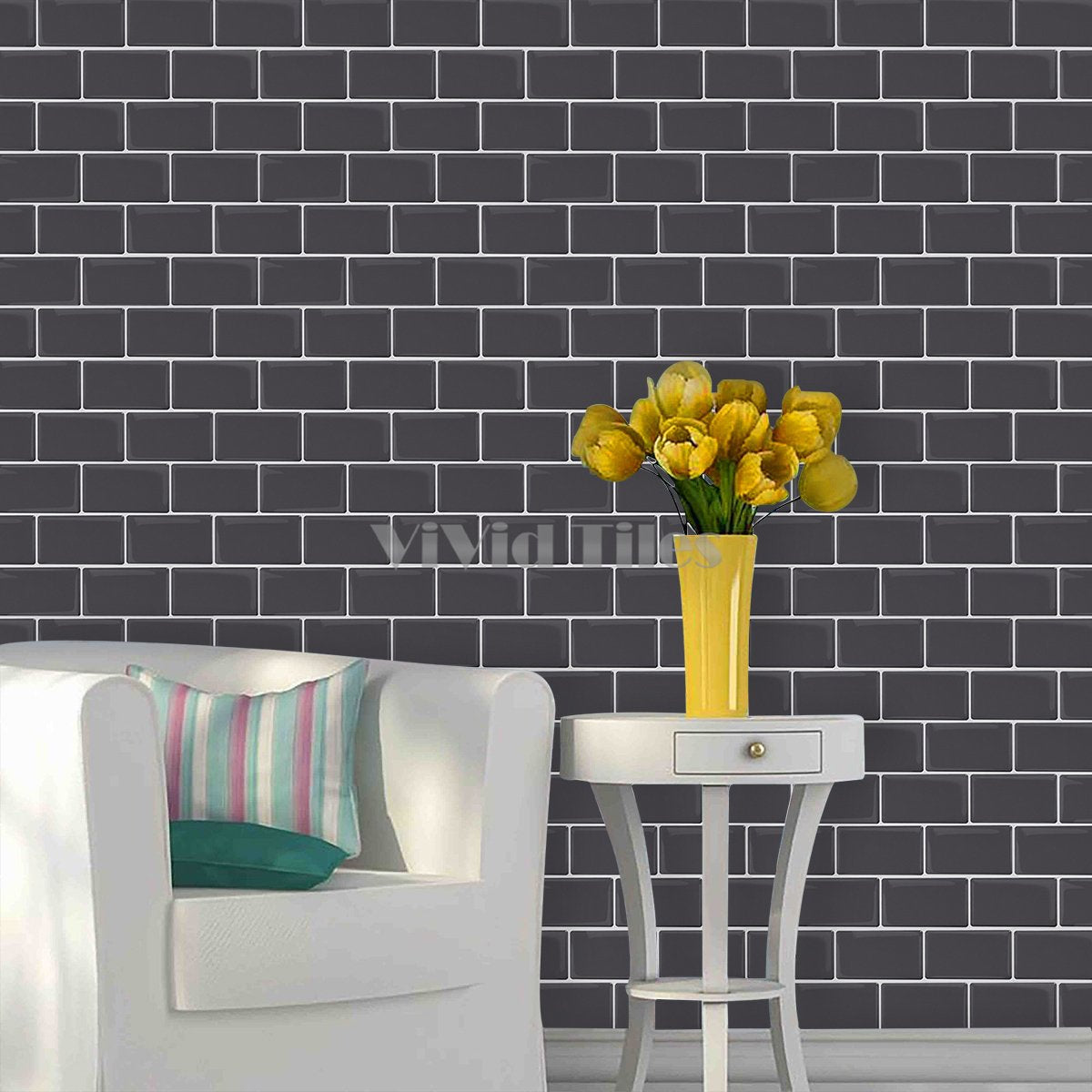 Grey Subway Vinyl Tile T80060 by Vivid Tiles | Souqify
