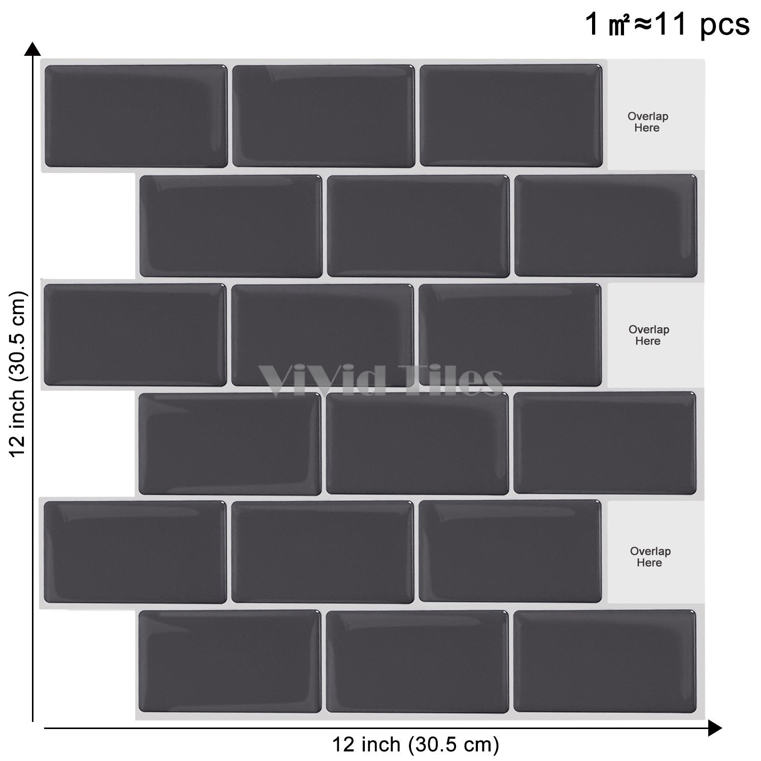 Grey Subway Vinyl Tile T80060 by Vivid Tiles | Souqify