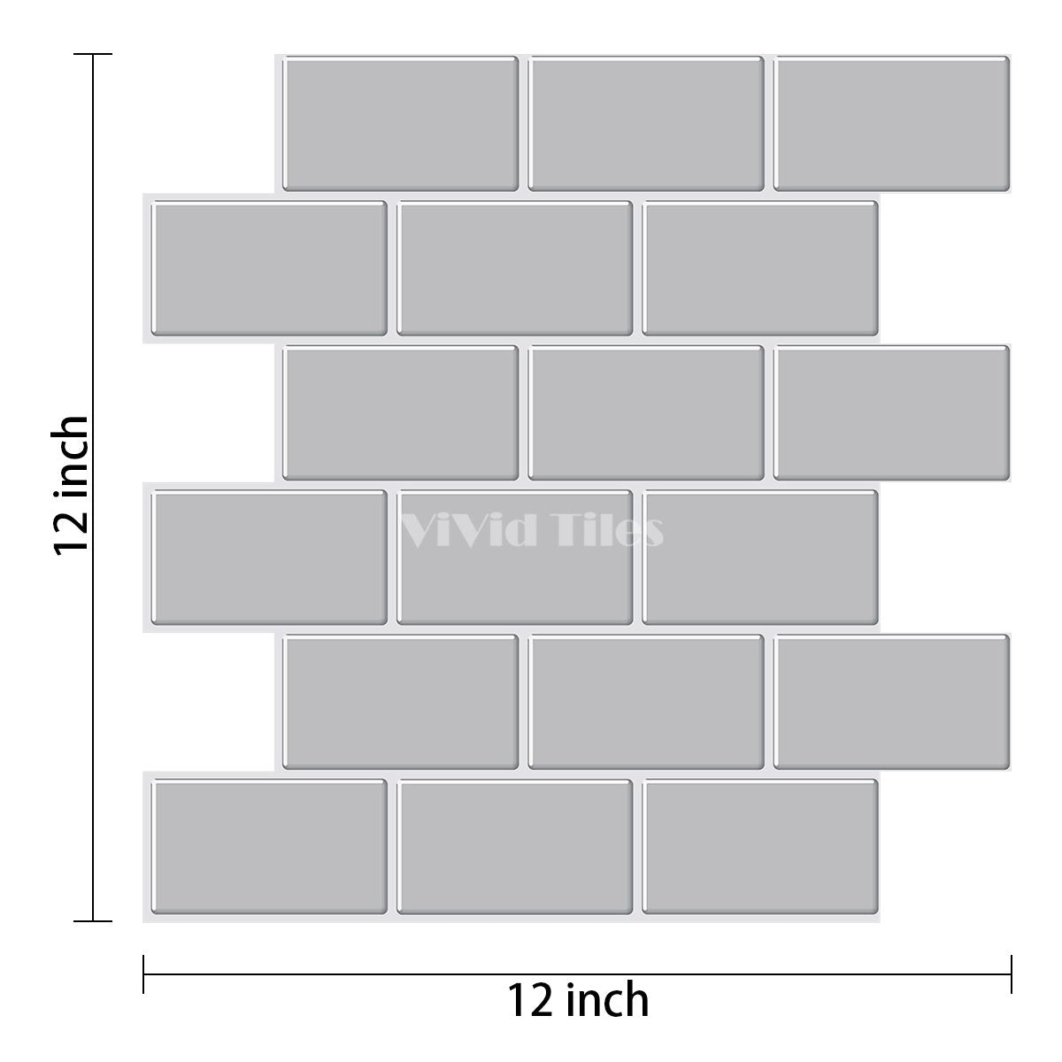 Grey Subway With White Grout Brick PET Tile VP111 by Vivid Tiles | Souqify