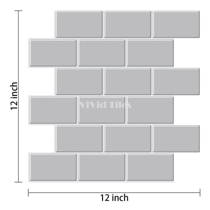 Grey Subway With White Grout Brick PET Tile VP111 by Vivid Tiles | Souqify