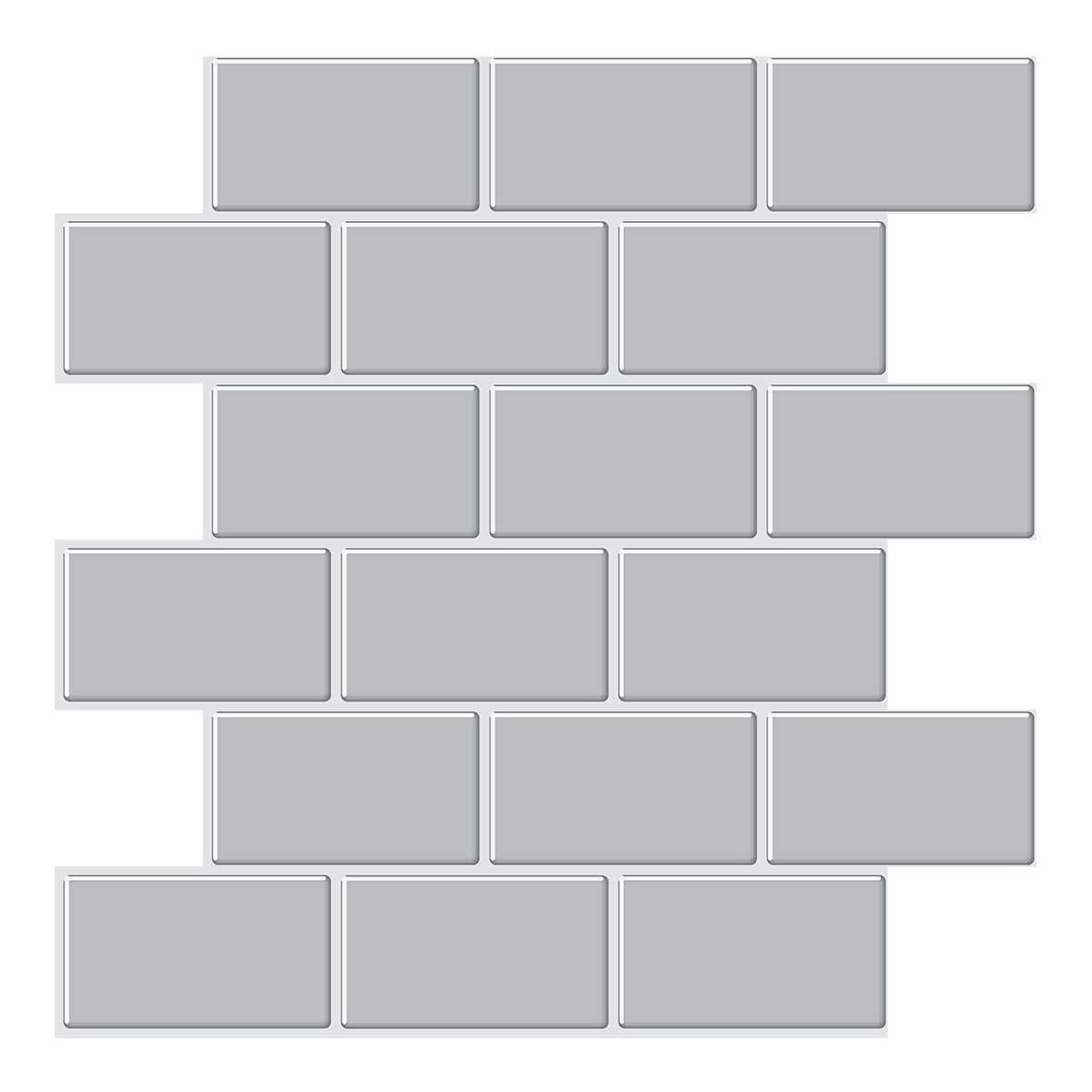 Grey Subway With White Grout Brick PET Tile VP111 by Vivid Tiles | Souqify
