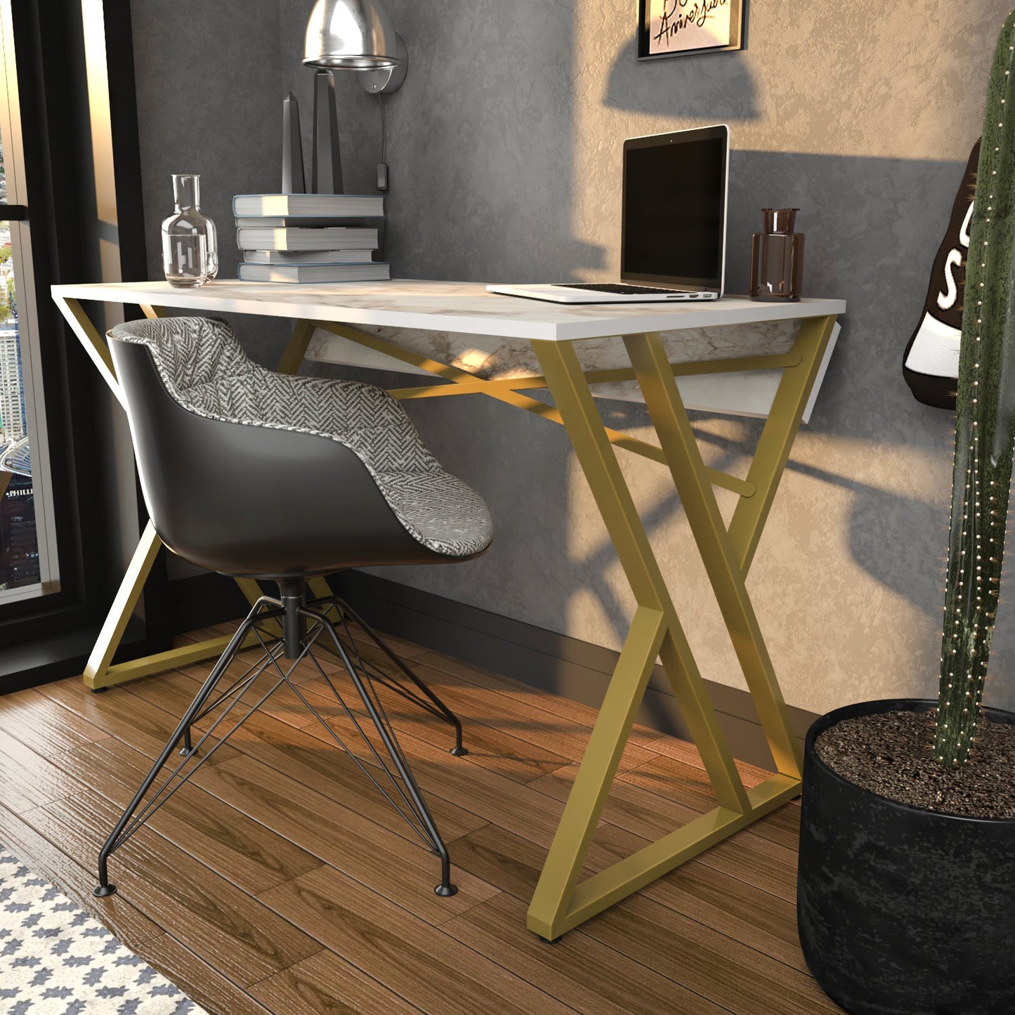 Gyza Computer Desk Ephesus Gold by DECOROTIKA | Souqify