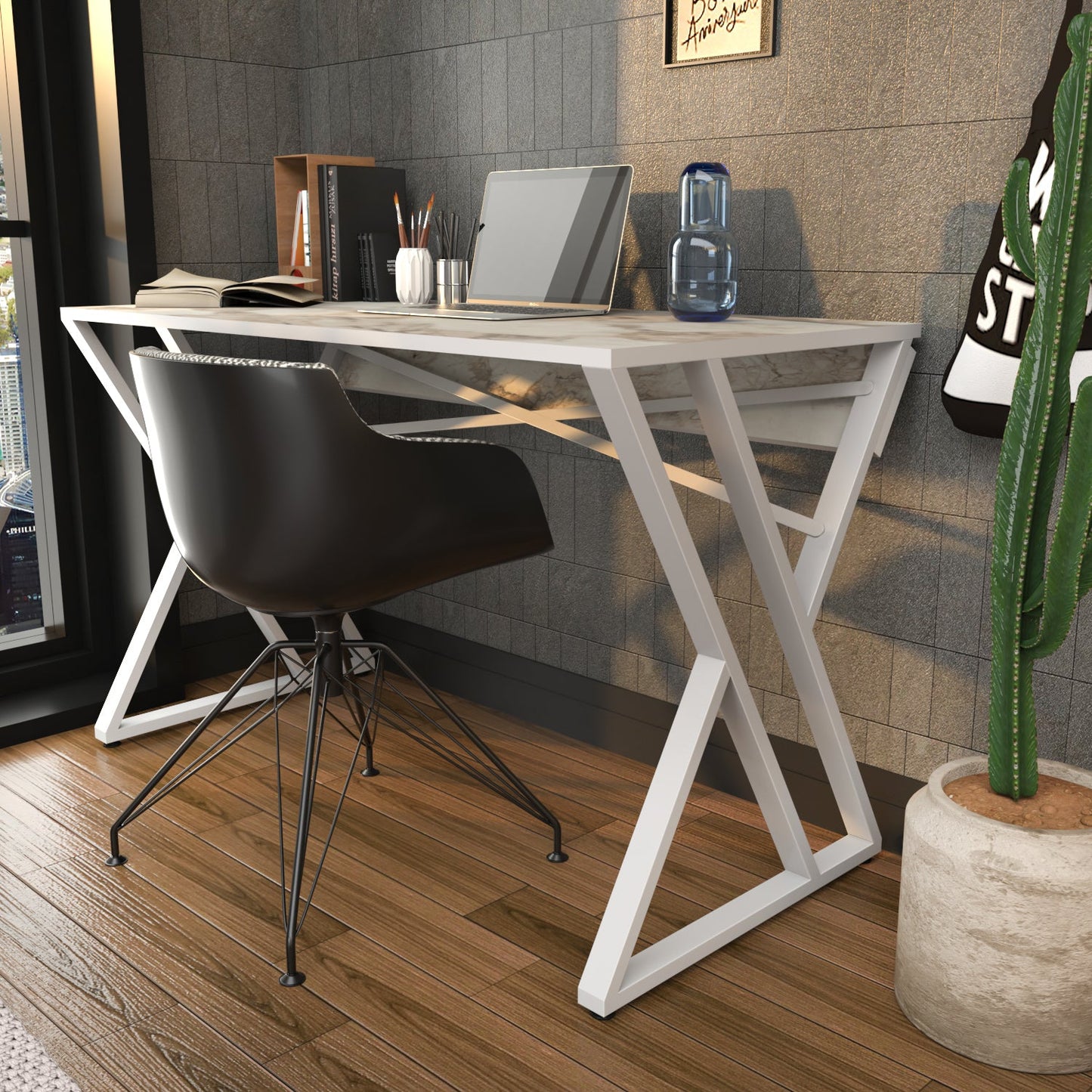 Gyza Computer Desk Ephesus White by DECOROTIKA | Souqify