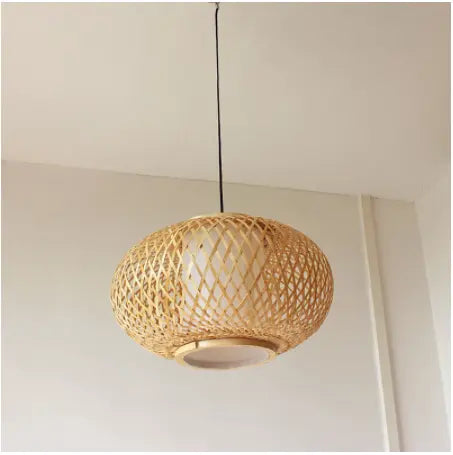 Hand knitted Bamboo Pendant Light,Japan style E27 for restaurant bedroom Rustic rattan art lampadario industrial lamp suspendues by Zhongsan | Souqify