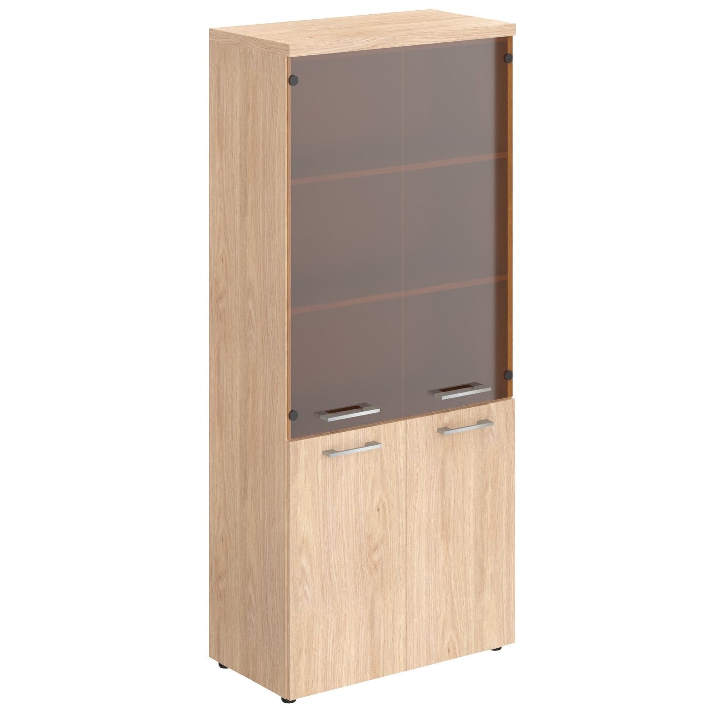 HIGH EXECUTIVE FULL HEIGHT CABINET MADE IN E1 LAMINATE CHIPBOARD WITH GLASS & WOODEN SWING DOOR AND GLOSSY ACRYLIC 3D 2MM EDGES by Treejar | Souqify