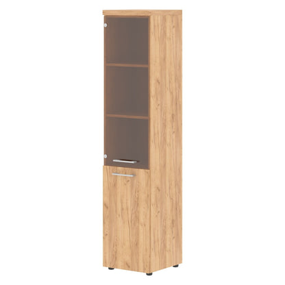 HIGH EXECUTIVE FULL HEIGHT CABINET MADE IN E1 LAMINATE CHIPBOARD WITH GLASS & WOODEN SWING DOOR AND GLOSSY ACRYLIC 3D 2MM EDGES by Treejar | Souqify