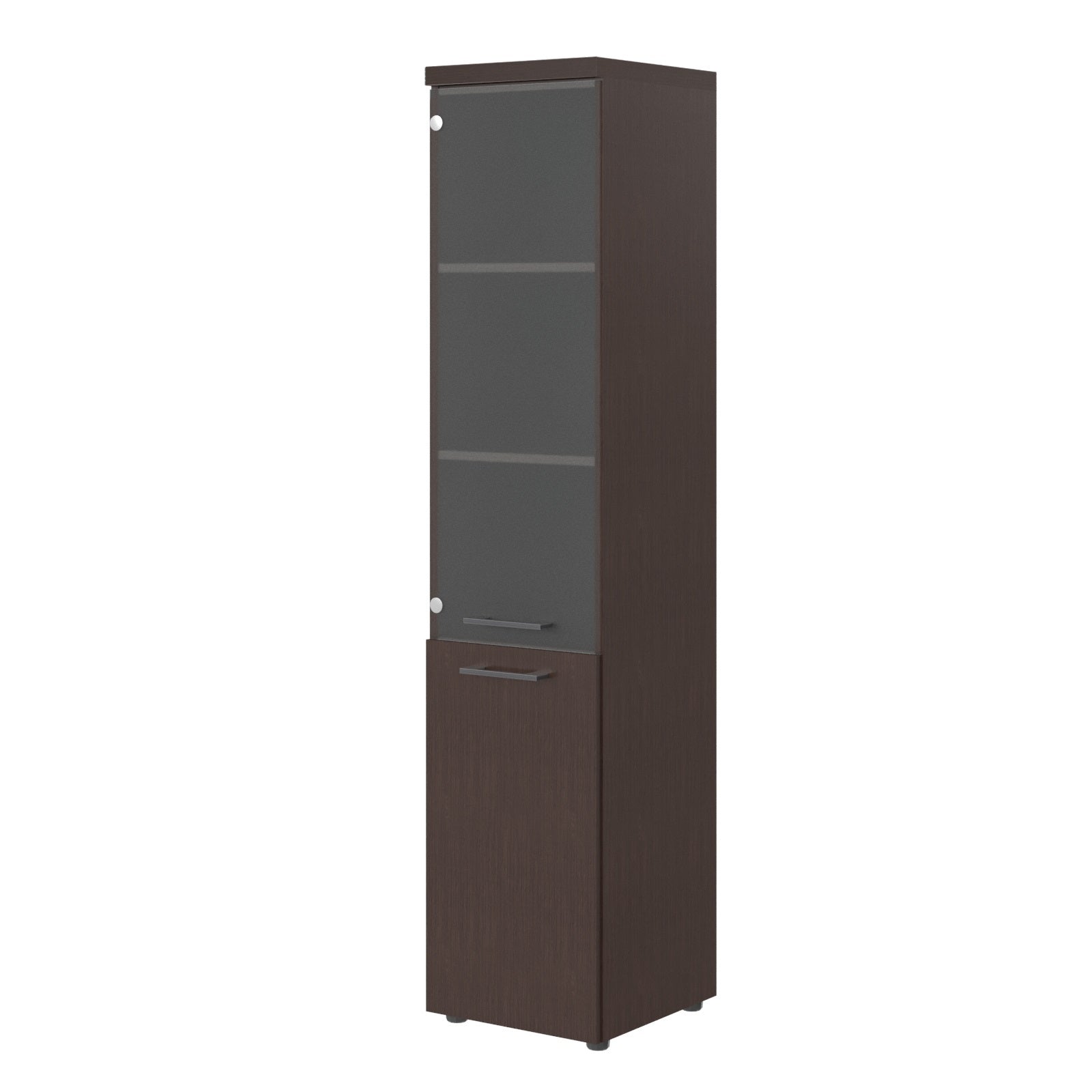 HIGH EXECUTIVE FULL HEIGHT CABINET MADE IN E1 LAMINATE CHIPBOARD WITH GLASS & WOODEN SWING DOOR AND GLOSSY ACRYLIC 3D 2MM EDGES by Treejar | Souqify