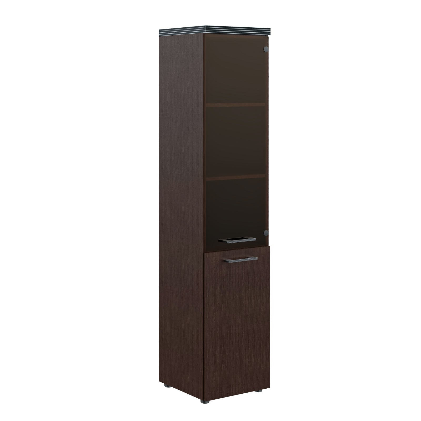HIGH EXECUTIVE FULL HEIGHT CABINET MADE IN E1 LAMINATE CHIPBOARD WITH GLASS & WOODEN SWING DOOR AND GLOSSY ACRYLIC 3D 2MM EDGES by Treejar | Souqify
