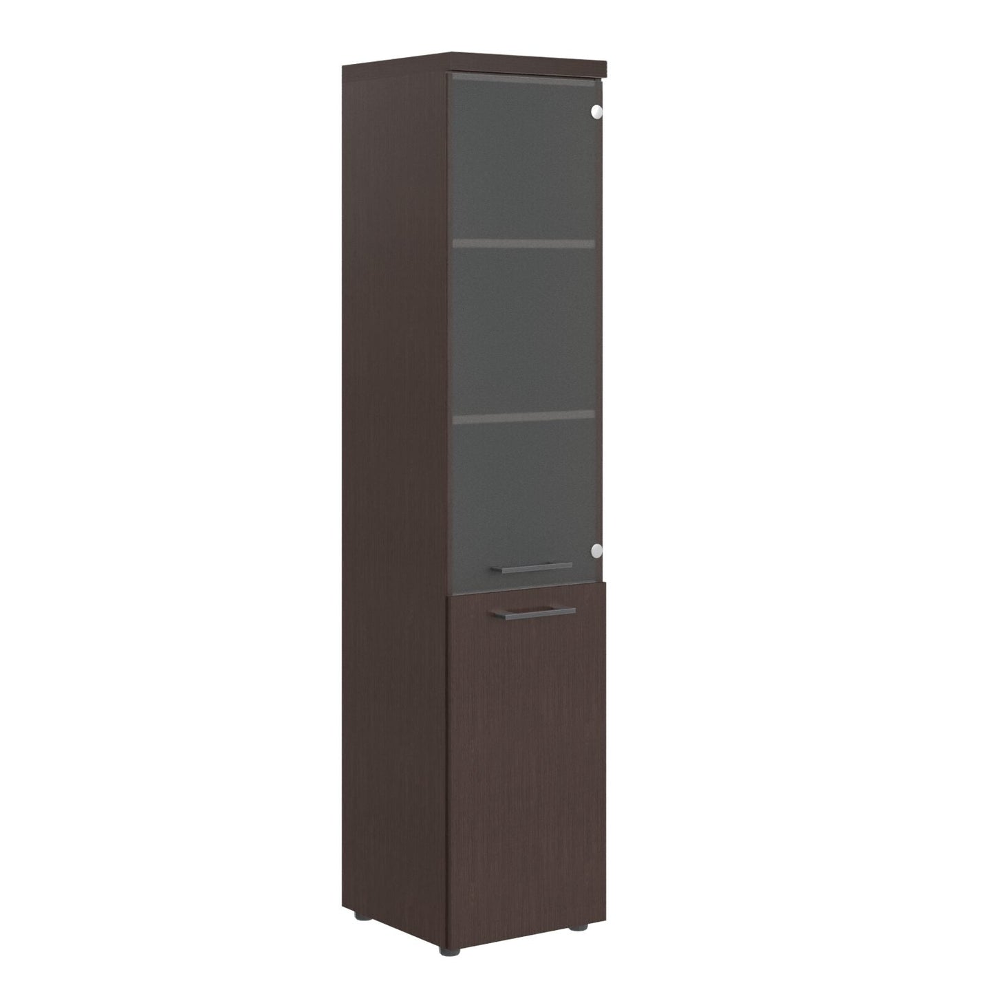 HIGH EXECUTIVE FULL HEIGHT CABINET MADE IN E1 LAMINATE CHIPBOARD WITH GLASS & WOODEN SWING DOOR AND GLOSSY ACRYLIC 3D 2MM EDGES by Treejar | Souqify